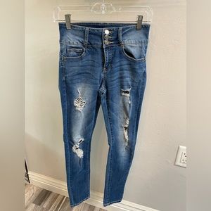 Insider High Waisted Blue Ripped Jeans